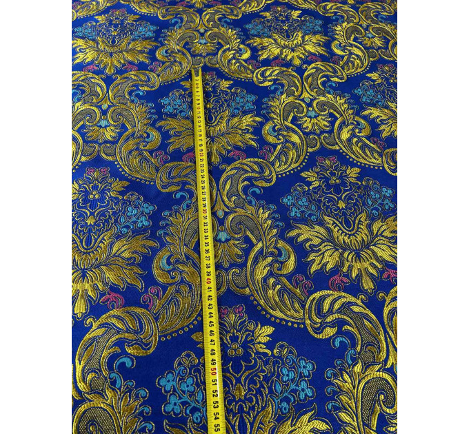 Greek Blue Brocade - Church Brocade - Liturgical Brocade - Priest Brocade