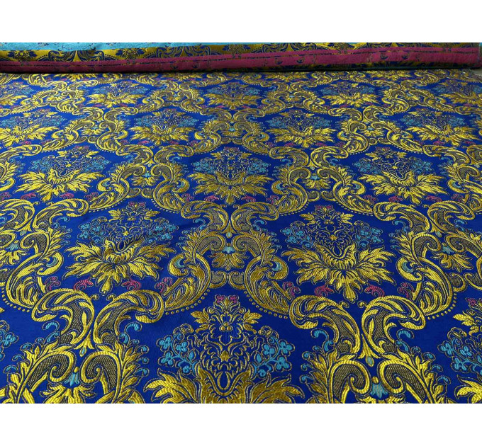 Greek Blue Brocade - Church Brocade - Liturgical Brocade - Priest Brocade