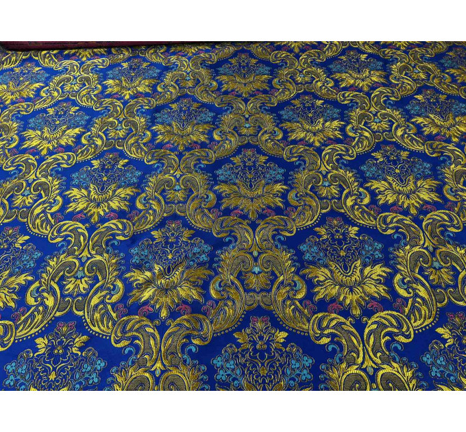 Greek Blue Brocade - Church Brocade - Liturgical Brocade - Priest Brocade