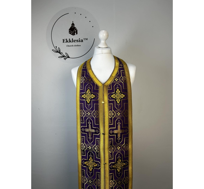 Stole and cuffs in brocade - Priest's communion set - Orthodox cloth set
