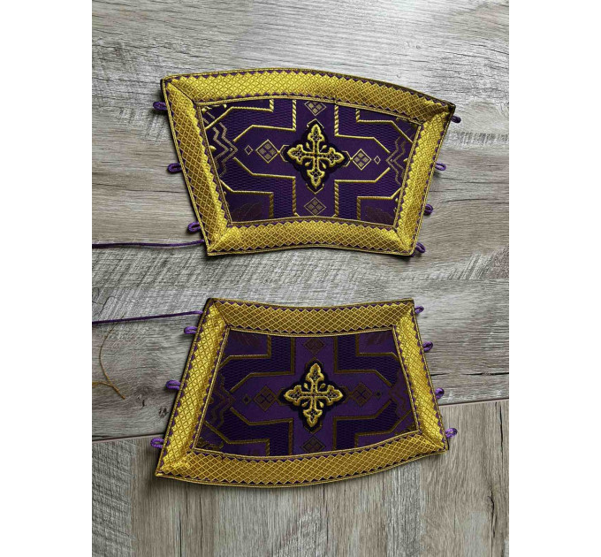 Stole and cuffs in brocade - Priest's communion set - Orthodox cloth set