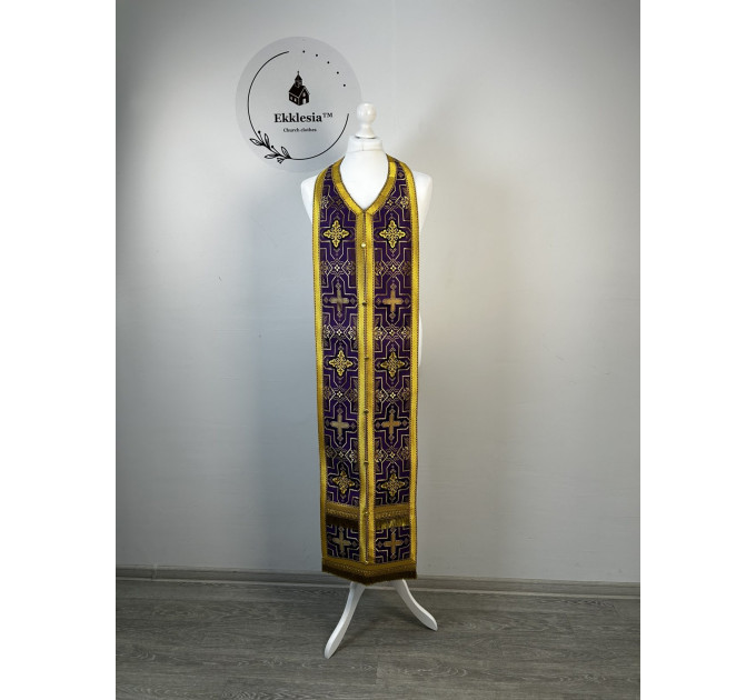Stole and cuffs in brocade - Priest's communion set - Orthodox cloth set