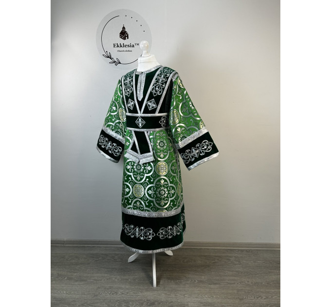 Combined embroidered Subdeacon's vestment made of natural velvet and brocade