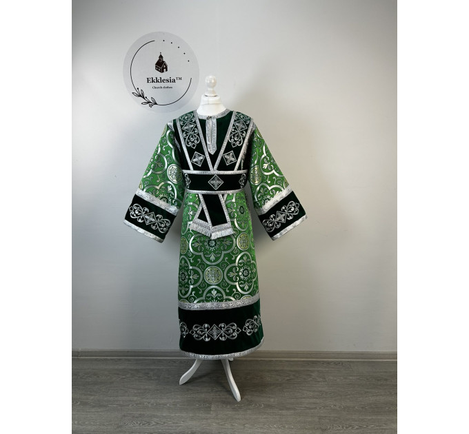 Combined embroidered Subdeacon's vestment made of natural velvet and brocade