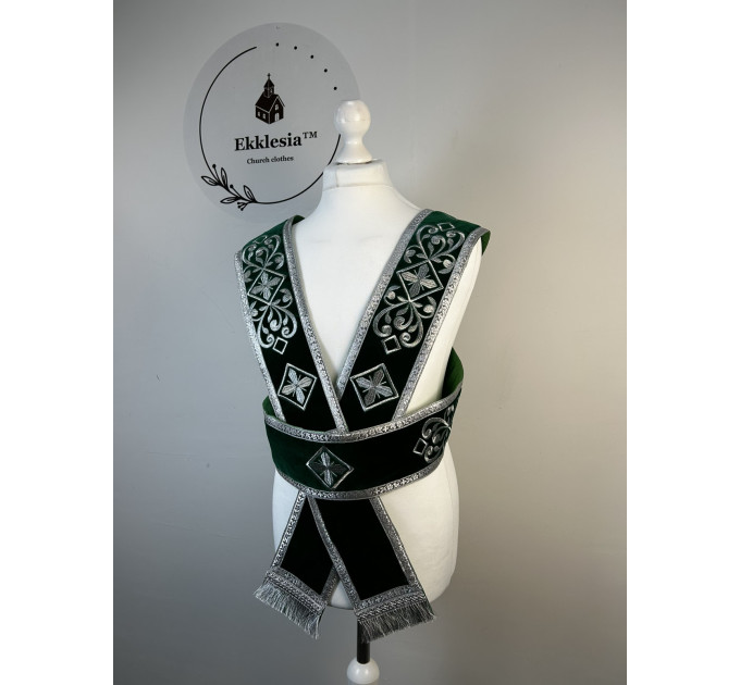 Subdeacon's velvet orar - Embroidered orthodox orarion - Single orar