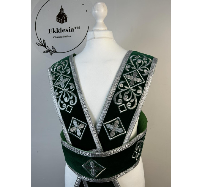 Subdeacon's velvet orar - Embroidered orthodox orarion - Single orar