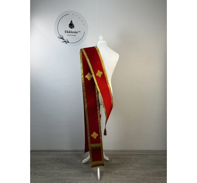 Double orar in silk fabric- Simple orar for deacon - Greek or Slavic style orar