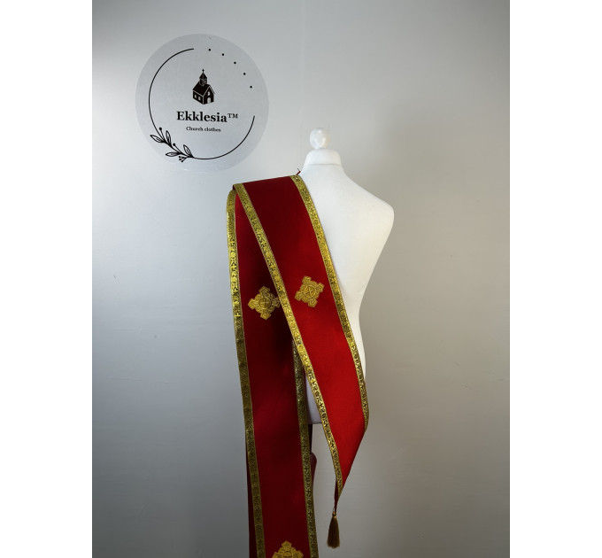 Double orar in silk fabric- Simple orar for deacon - Greek or Slavic style orar