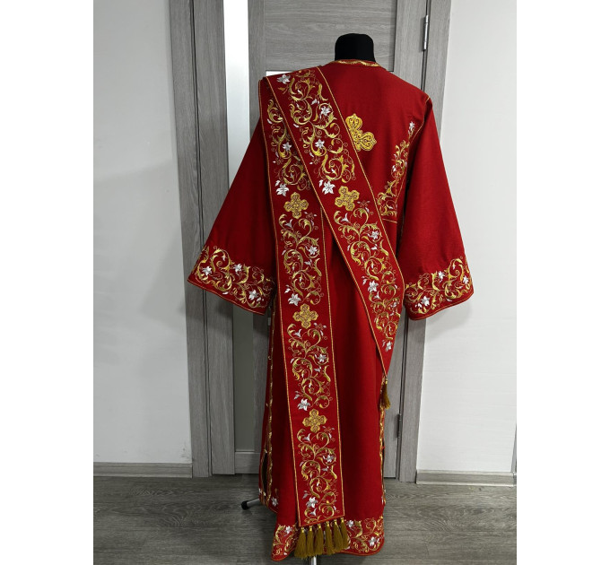 Green embroidered Deacon's vestments set - Deacon's alb - Orthodox Vestment