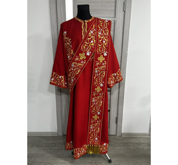 Green embroidered Deacon's vestments set - Deacon's alb - Orthodox Vestment