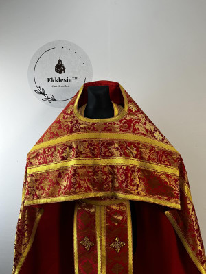 Red priest vestment - Orthodox priest vestment set - Phelon in slavic style