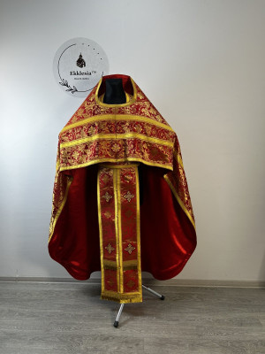 Red priest vestment - Orthodox priest vestment set - Phelon in slavic style Red priest vestment - Orthodox priest vestment set - Phelon in slavic style